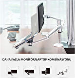 Çift Kollu Monitör ve Laptop Standı Ayarlanabilir Alüminyum Kol Masa Üstü Monitör ve Laptop Tutucu