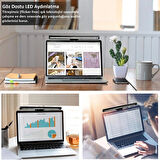 Laptop Üstü Ekran Işığı LED Göz Koruyucu Masaüstü Klipsli Ekran Lambası 3 Renk Parlaklık Ayarlı USB