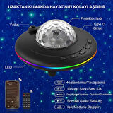 Bluetooth Projektör Gece Lambası Uzaktan Kumandalı RGB LED Hoparlör Yıldızlı Gökyüzü Işık Efekti