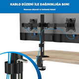 Ayarlanabilir Masaüstü Çift Kol Monitör Tutacağı Stand 32'' Ekran Desteği Ergonomik VESA Uyumlu