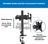 Ayarlanabilir Masaüstü Çift Kol Monitör Tutacağı Stand 32'' Ekran Desteği Ergonomik VESA Uyumlu