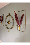 3'lü Versayce Elegante Set Time- Xxl (60X80CM) - Modern Dekoratif Metal Duvar Saati