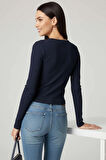Çıtçıt Detaylı Bluz Lacivert T4343