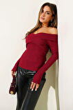 Madonna Çapraz Yaka Bluz Bordo t4331