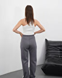 3 iplik şardonlu palazzo pantolon füme md64