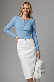 Çıtçıt Detaylı Bluz Mavi T4343