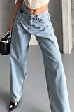 Baggy kar yıkama buz mavi jeans pantolon d2007