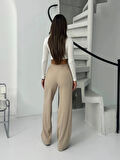 Fitilli şardonlu pantolon bej a4058