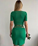 Etekli triko takım yeşil t23107