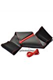 Volkwagen Araçlara Uyumlu Dikmeli Direksiyon Kılıfı Alkantara Karbon Kırmızı Yüzüklü (38×10.5cm)