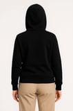 Üç İplik Kapüşonlu Tam Fermuarlı Kanguru Çepli SweatShirt Hoodie - Siyah