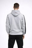 Erkek Şeritli Kapüşonlu Sweatshirt Oversize 3 Iplik Pamuklu - Beyaz