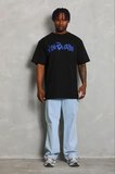 Erkek Baskılı T-Shirt Kısa Kol Bisiklet Yaka Regular Fit Rahat Kalıp Günlük Tişört - Siyah