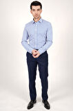 WorkMan Slim Fit Lacivert Çizgili %100 Pamuk Gömlek