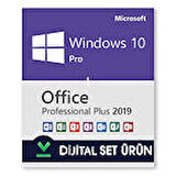 Windows 10 Pro ve Office 2019 Pro Plus PC 32-64 Bit Türkçe-İngilizce Global Destekli ESD Lisans