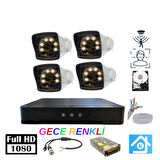 5MP Lens 2MP 1080p Warm Led 4 Kameralı 250GB Harddisk Dahil Güvenlik Kamerası Seti - ST-24250W