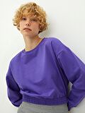 Bisiklet Yaka Düz Uzun Kollu Kadın Sweatshirt