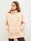 Dik Yaka Düz Uzun Kollu Kadın Sweatshirt