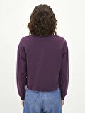 Bisiklet Yaka Nakışlı Uzun Kollu Kadın Sweatshirt