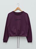 Bisiklet Yaka Nakışlı Uzun Kollu Kadın Sweatshirt