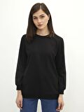 Bisiklet Yaka Düz Uzun Kollu Kadın Sweatshirt