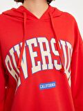 Kapüşonlu Baskılı Uzun Kollu Kadın Sweatshirt