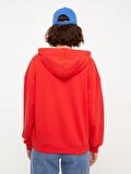 Kapüşonlu Baskılı Uzun Kollu Kadın Sweatshirt
