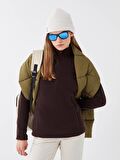 Dik Yaka Uzun Kollu Kadın Polar Sweatshirt