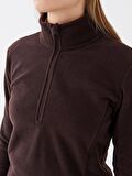 Dik Yaka Uzun Kollu Kadın Polar Sweatshirt
