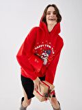 Yılbaşı Temalı Sylvester ve Tweety Baskılı Kadın Hoodie