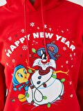 Yılbaşı Temalı Sylvester ve Tweety Baskılı Kadın Hoodie