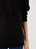 Kapüşonlu Düz Uzun Kollu Kadın Sweatshirt