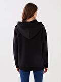 Kapüşonlu Düz Uzun Kollu Kadın Sweatshirt