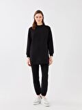 Bisiklet Yaka Düz Oversize Kadın Sweatshirt Tunik