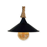 WIND LIGHTING RUSTİK HALATLI METAL SARKIT, E27 DUYLU, SİYAH/İÇİ GOLD 