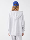Kapüşonlu Oversize Kadın Fermuarlı Sweatshirt