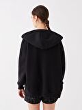 Kapüşonlu Oversize Kadın Fermuarlı Sweatshirt