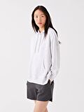 Düz Uzun Kollu Oversize Kadın Hoodie
