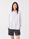 Düz Uzun Kollu Oversize Kadın Hoodie