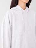 Düz Uzun Kollu Oversize Kadın Hoodie