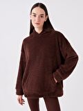 Düz Uzun Kollu Oversize Kadın Hoodie