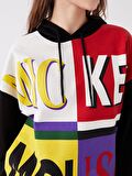 Mickey Mouse Baskılı Uzun Kollu Oversize Kadın Hoodie