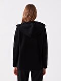 Kapüşonlu Düz Uzun Kollu Kadın Fermuarlı Sweatshirt