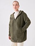 Kapüşonlu Oversize Kadın Fermuarlı Sweatshirt