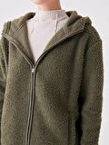 Kapüşonlu Oversize Kadın Fermuarlı Sweatshirt