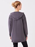 Kapüşonlu Oversize Kadın Fermuarlı Sweatshirt