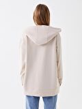 Kapüşonlu Düz Oversize Kadın Fermuarlı Sweatshirt