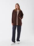 Kapüşonlu Düz Oversize Kadın Fermuarlı Sweatshirt