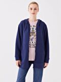 Kapüşonlu Düz Oversize Kadın Fermuarlı Sweatshirt