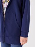Kapüşonlu Düz Oversize Kadın Fermuarlı Sweatshirt